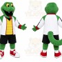 Green Lizard Mascot Costume with Custom Logo