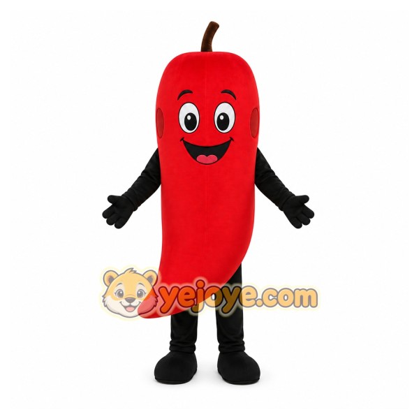 Red Chili Pepper Mascot Costume with Custom Logo