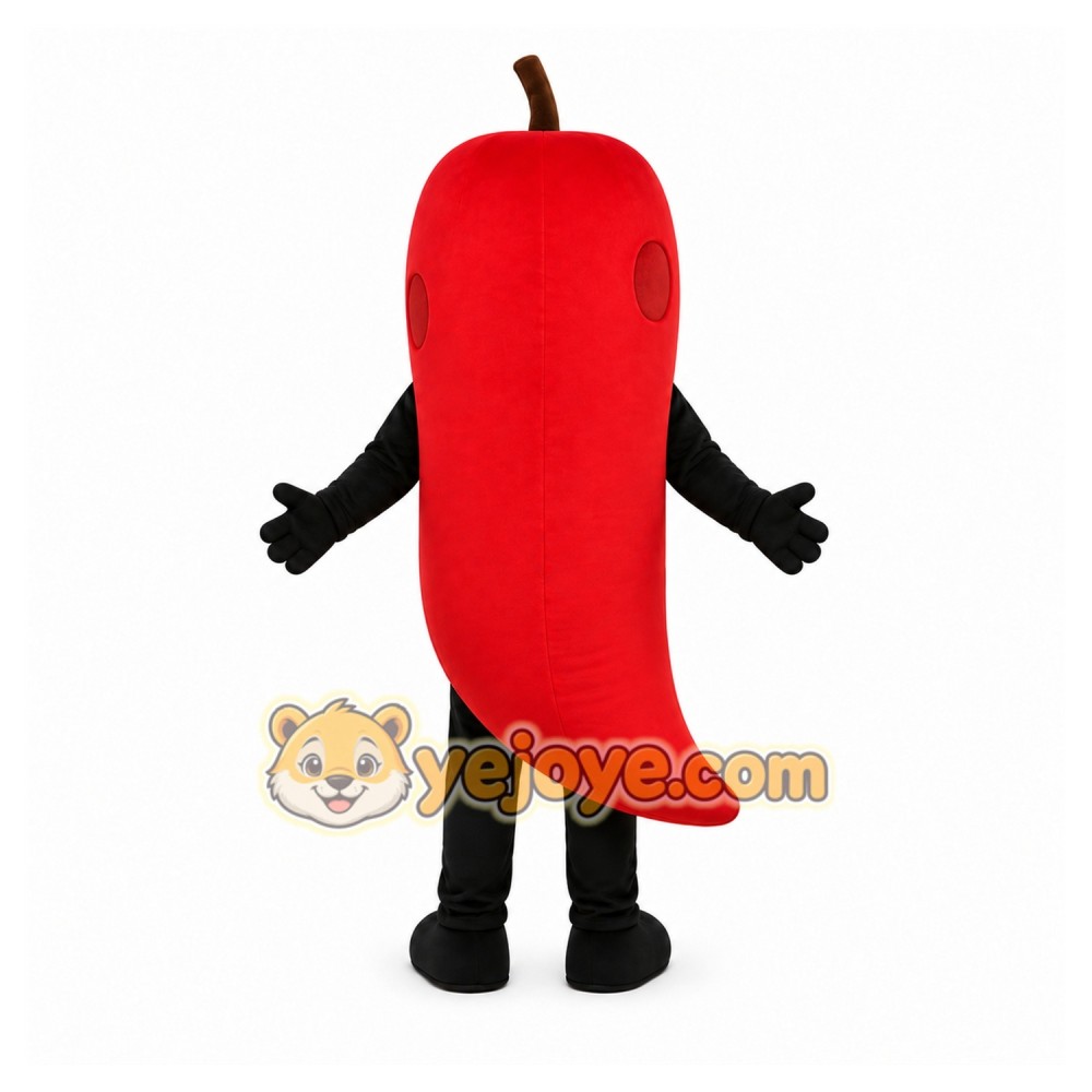 Red Chili Pepper Mascot Costume with Custom Logo Red Chili Pepper Mascot Costume with Custom Logo