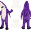 Purple Shark Mascot Costume with Custom Logo