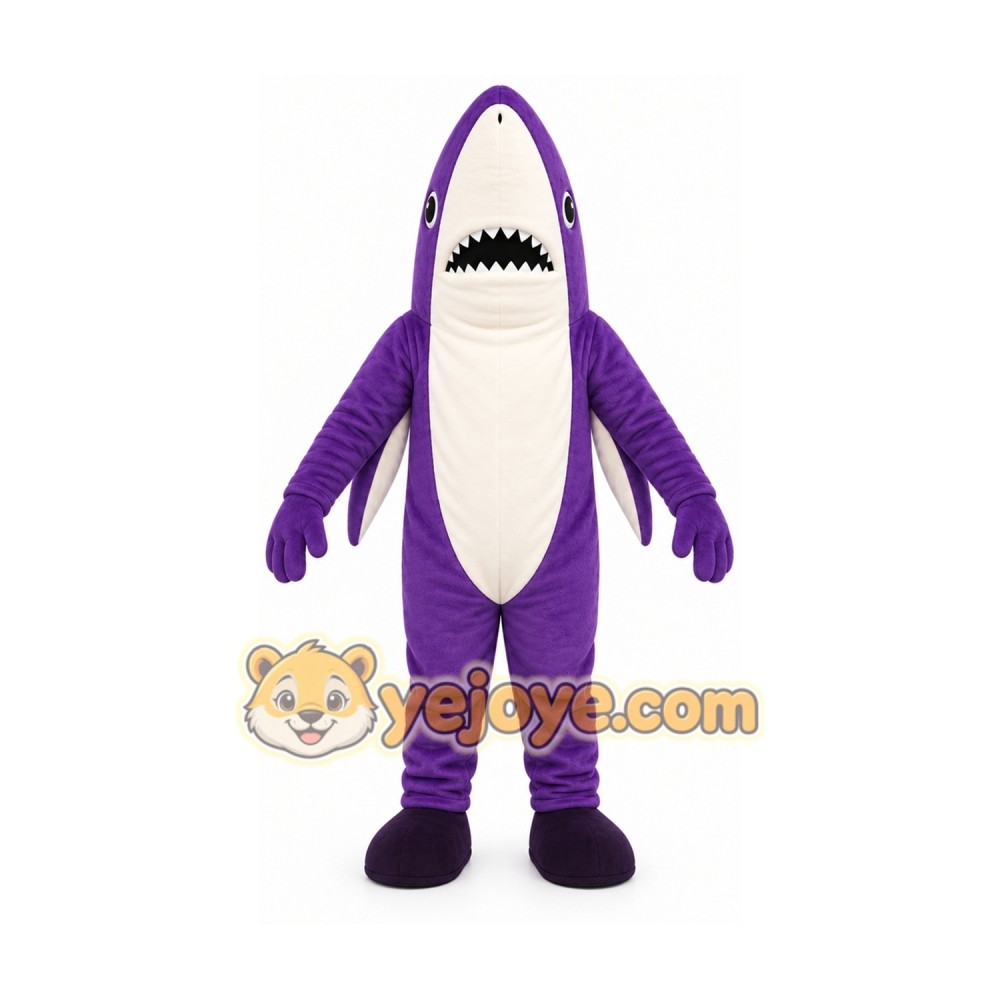 Purple Shark Mascot Costume with Custom Logo Purple Shark Mascot Costume with Custom Logo