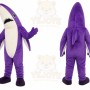 Purple Shark Mascot Costume with Custom Logo