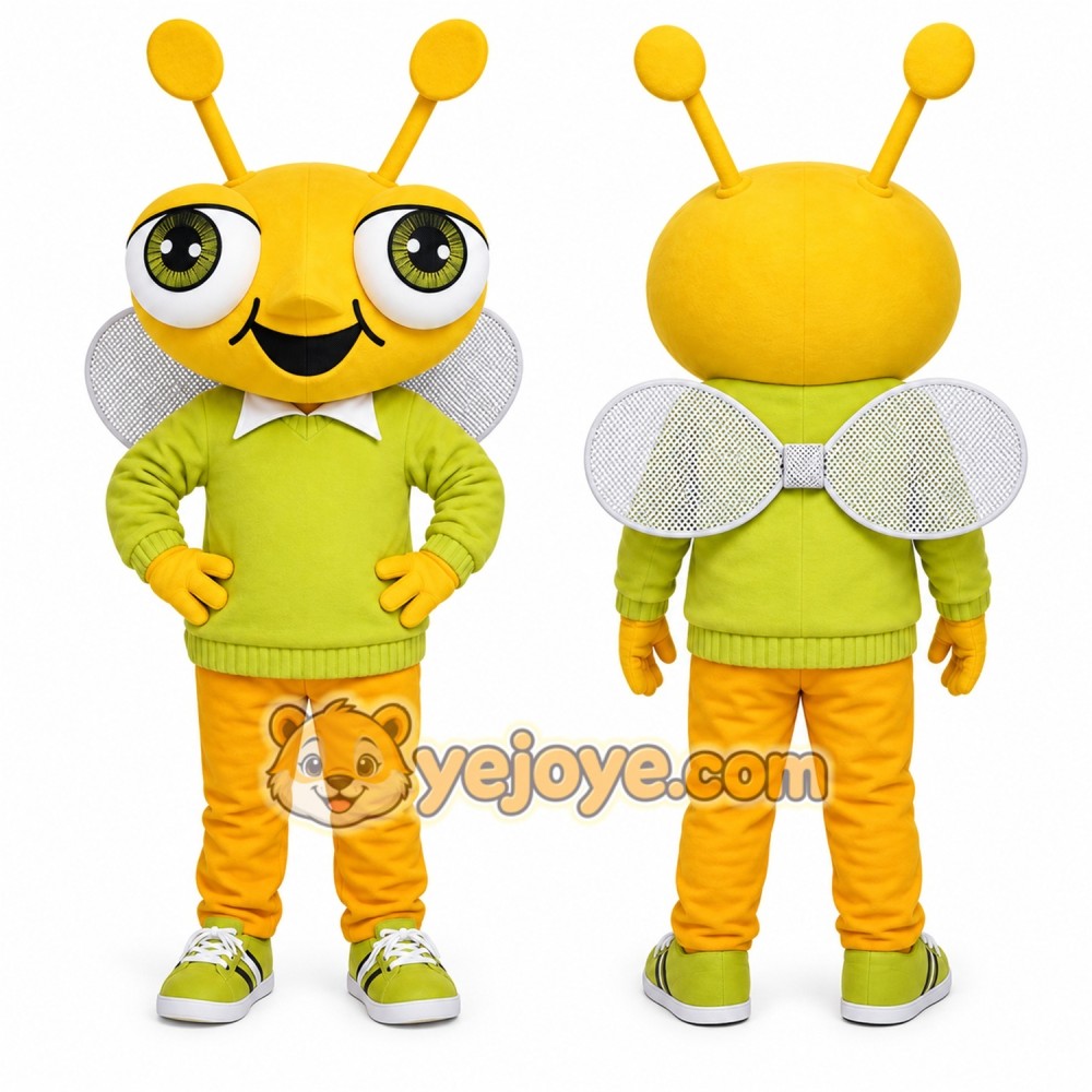 Yellow Bug Mascot Costume with Custom Logo Yellow Bug Mascot Costume with Custom Logo