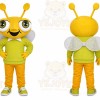 Yellow Bug Mascot Costume with Custom Logo