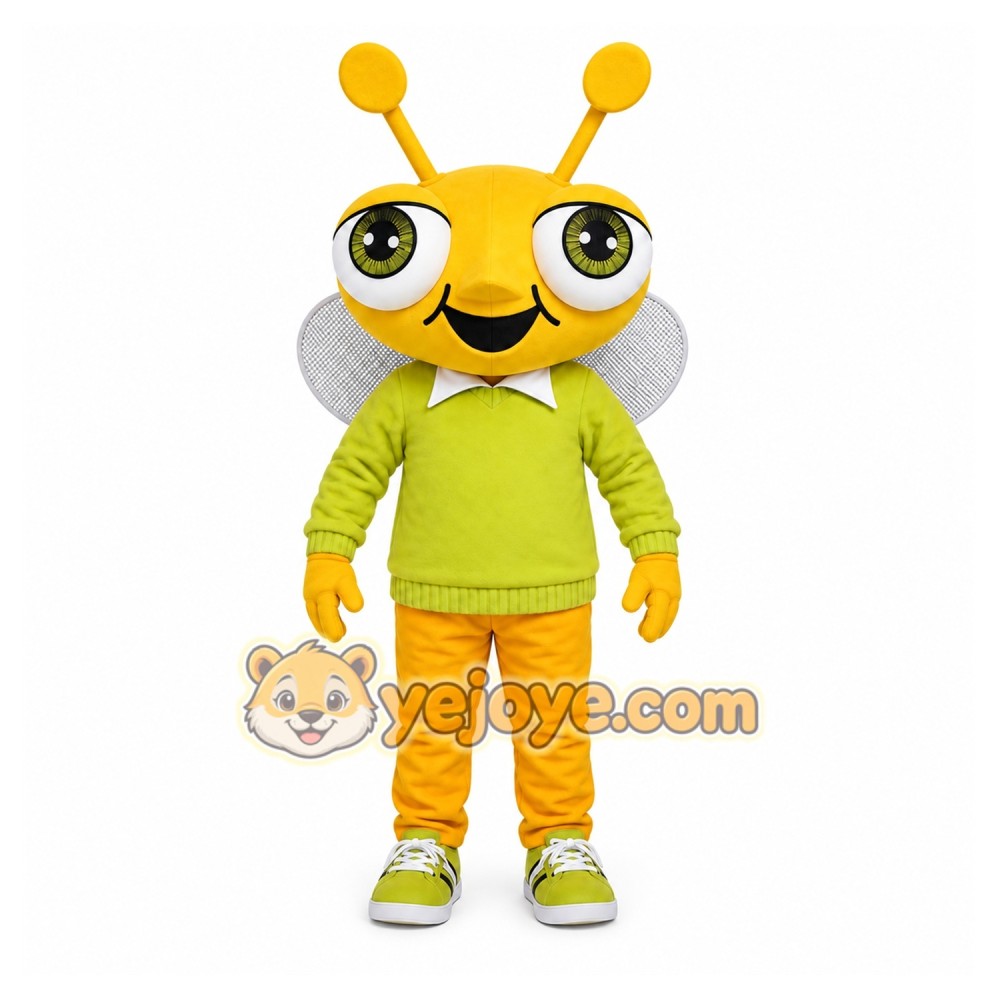 Yellow Bug Mascot Costume with Custom Logo Yellow Bug Mascot Costume with Custom Logo