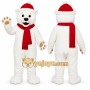 White Bear Mascot Costume with Custom Logo