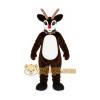Brown Reindeer Mascot Costume with Custom Logo