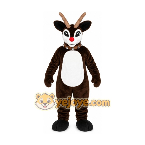 Brown Reindeer Mascot Costume with Custom Logo
