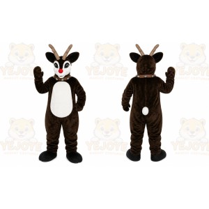 Brown Reindeer Mascot Costume with Custom Logo