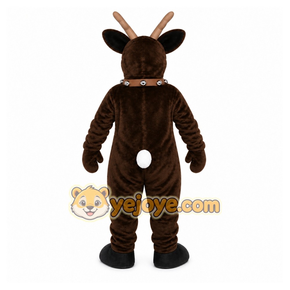 Brown Reindeer Mascot Costume with Custom Logo