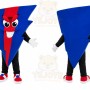 Blue Lightning Bolt Mascot Costume with Custom Logo