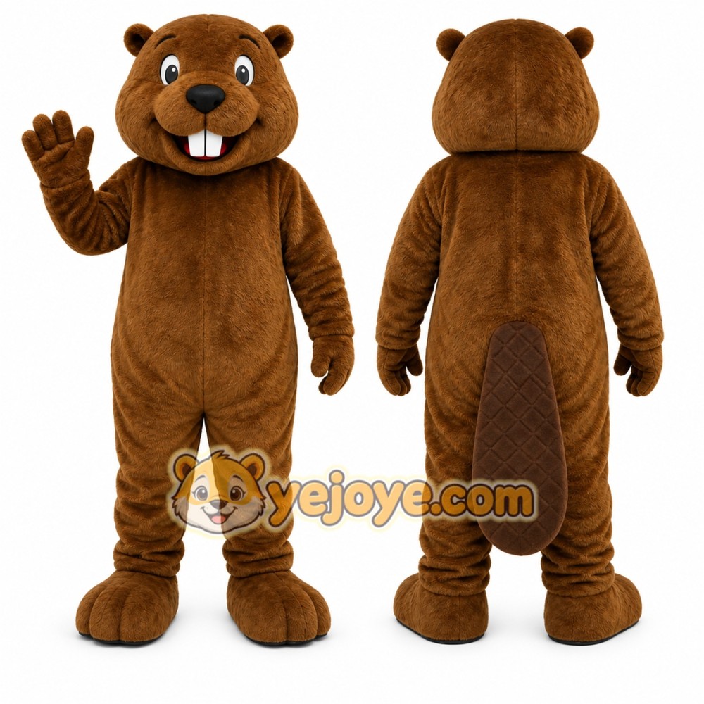 Brown Beaver Mascot Costume with Custom Logo Brown Beaver Mascot Costume with Custom Logo