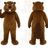 Brown Beaver Mascot Costume with Custom Logo