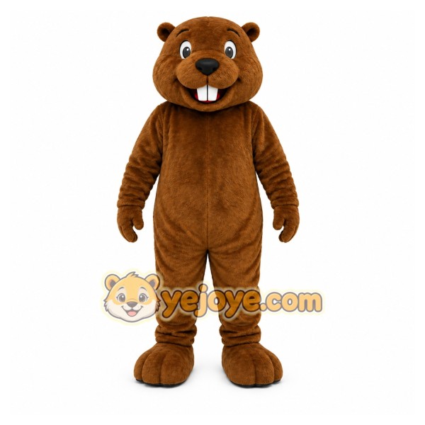 Brown Beaver Mascot Costume with Custom Logo