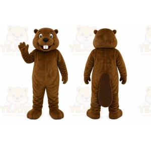 Brown Beaver Mascot Costume with Custom Logo