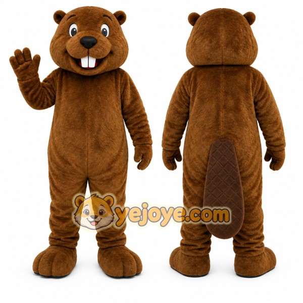 Brown Beaver Mascot Costume with Custom Logo