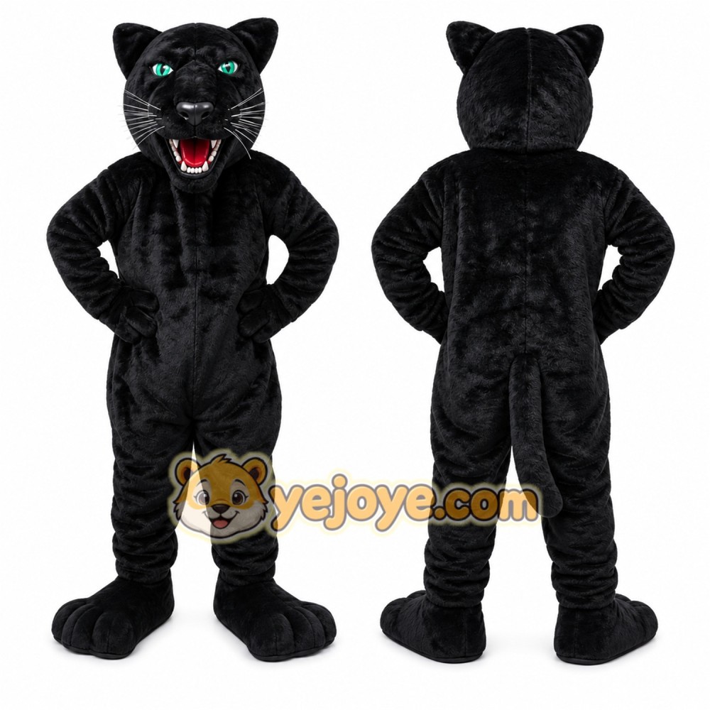 Black Panther Mascot Costume with Custom Logo Black Panther Mascot Costume with Custom Logo