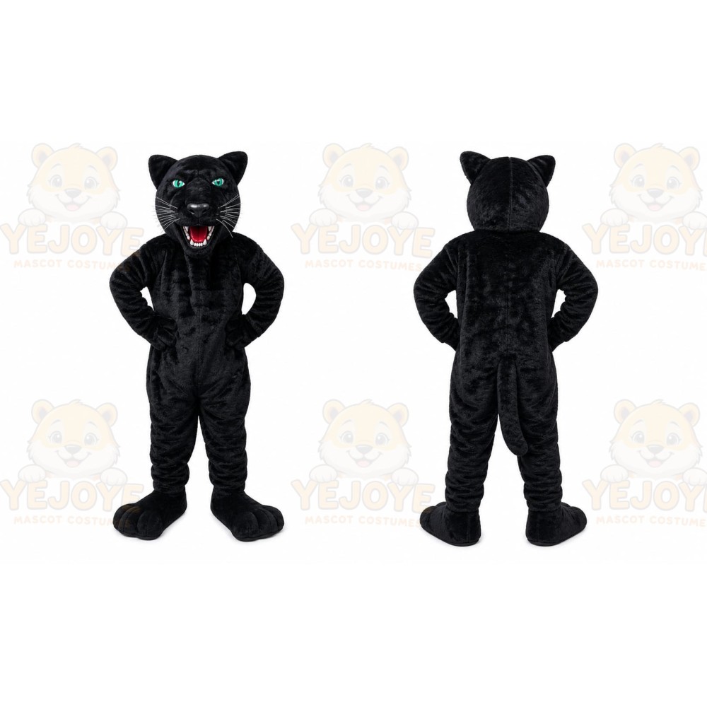 Black Panther Mascot Costume with Custom Logo
