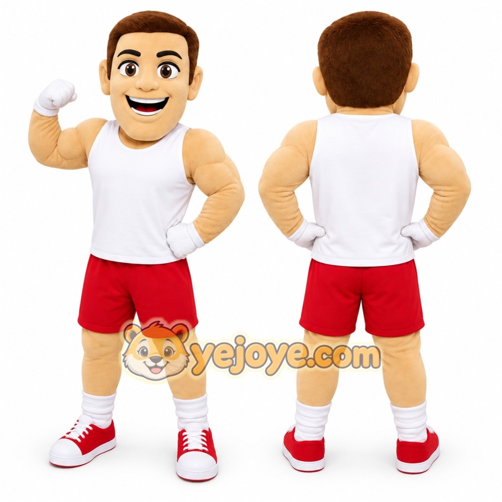 White Human Mascot Costume with Custom Logo White Human Mascot Costume with Custom Logo