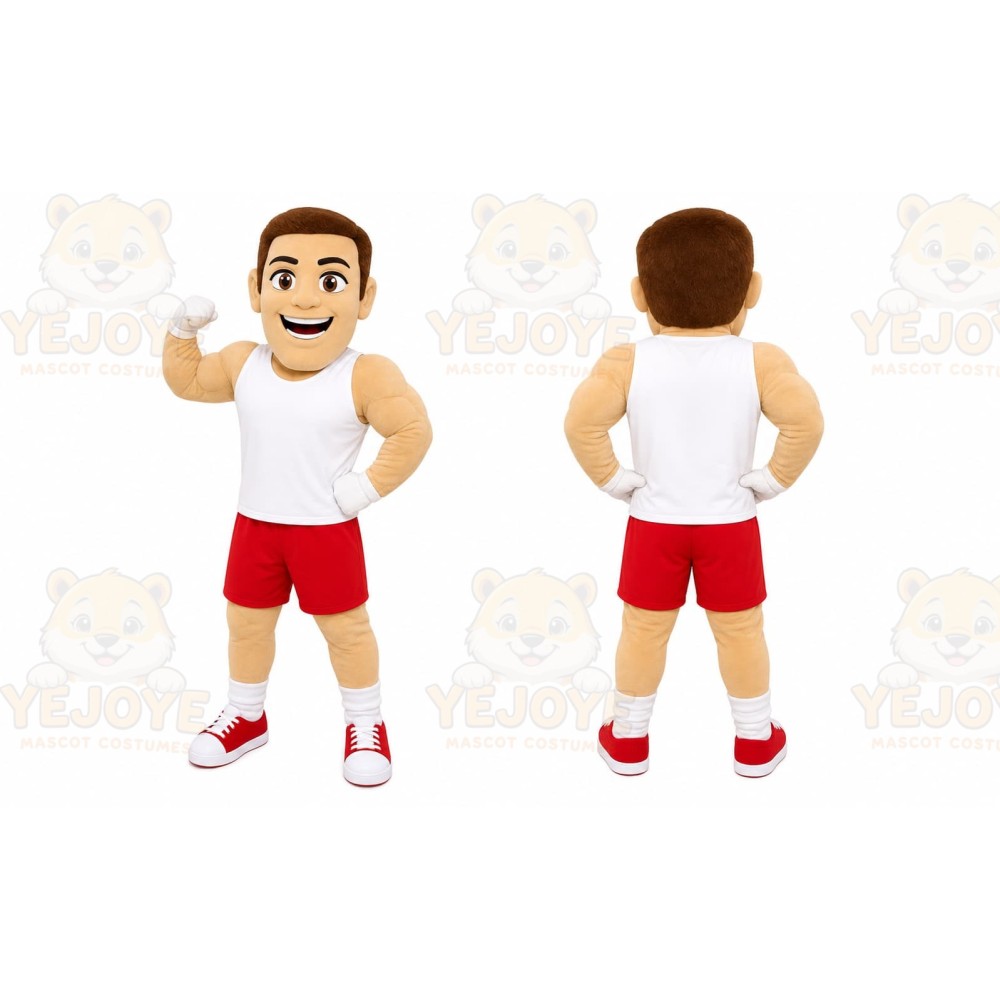 White Human Mascot Costume with Custom Logo