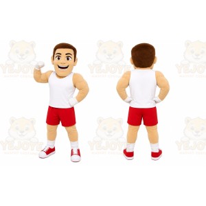 White Human Mascot Costume with Custom Logo