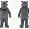 Gray Hippopotamus Mascot Costume with Custom Logo