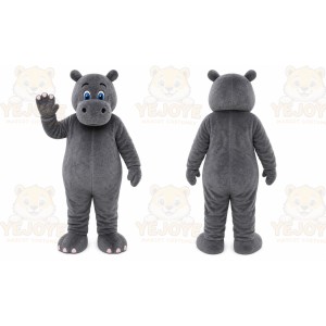 Gray Hippopotamus Mascot Costume with Custom Logo