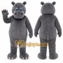 Gray Hippopotamus Mascot Costume with Custom Logo