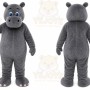 Gray Hippopotamus Mascot Costume with Custom Logo