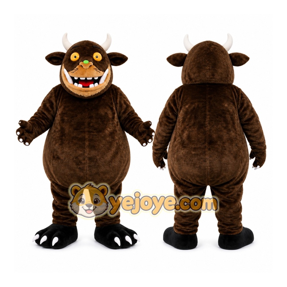 Brown Bull Mascot Costume with Custom Logo