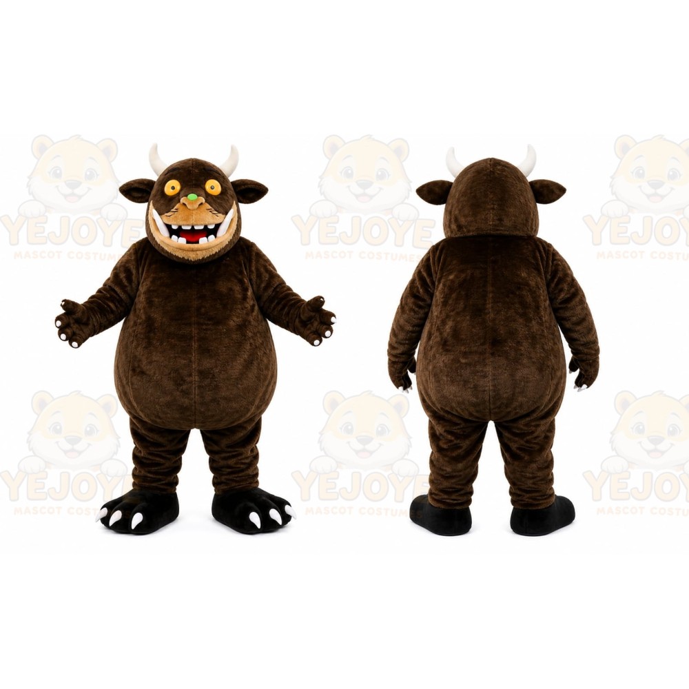 Brown Bull Mascot Costume with Custom Logo