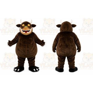 Brown Bull Mascot Costume with Custom Logo