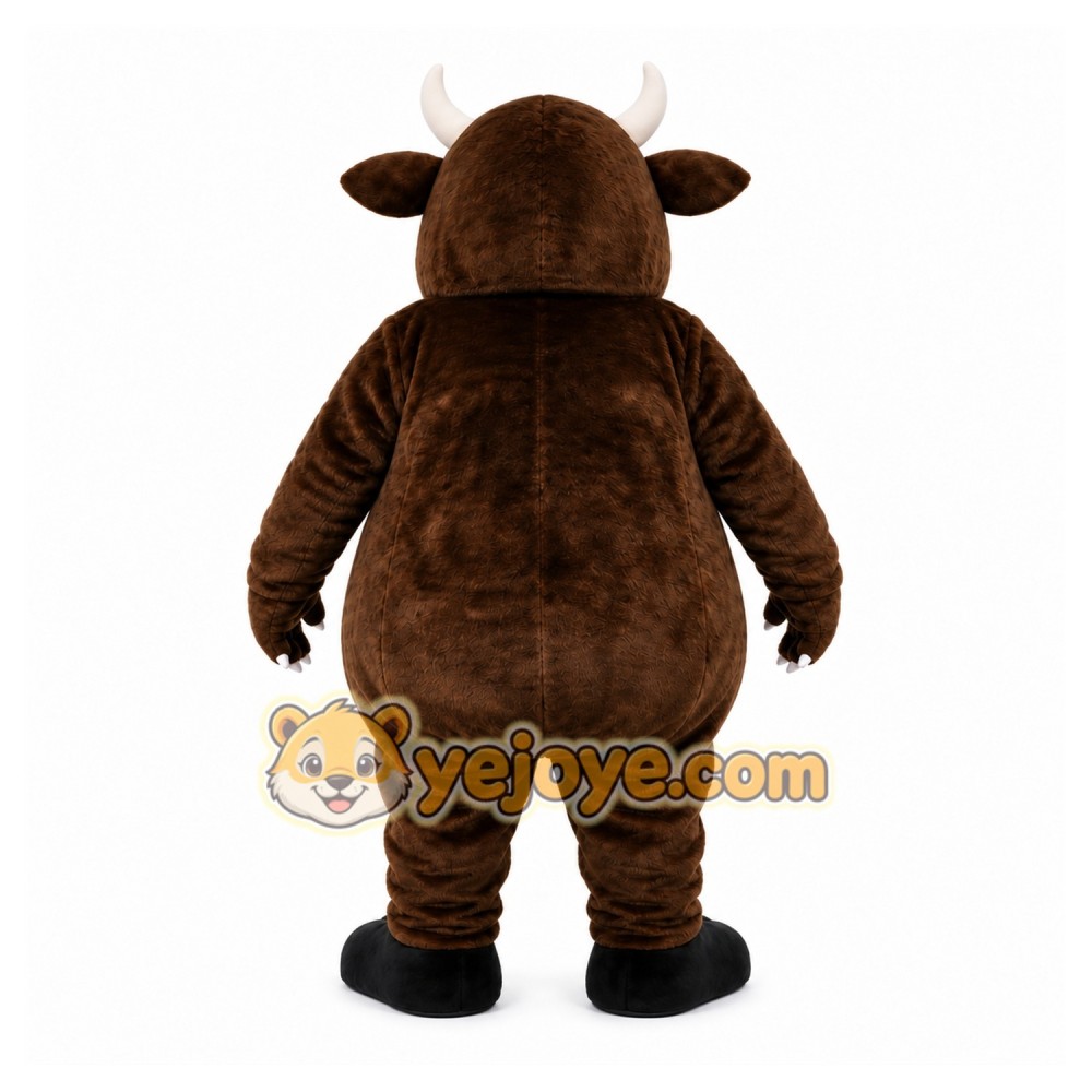 Brown Bull Mascot Costume with Custom Logo