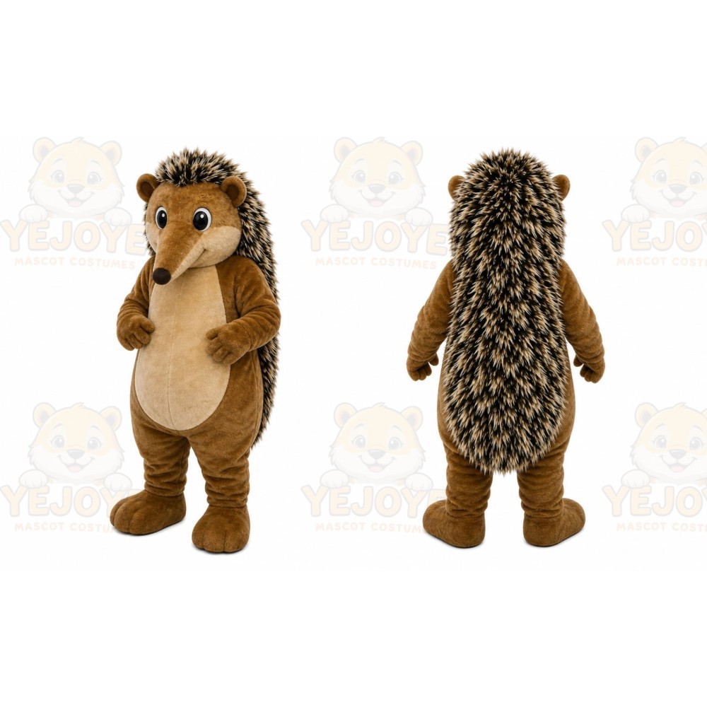 Brown Hedgehog Mascot Costume with Custom Logo