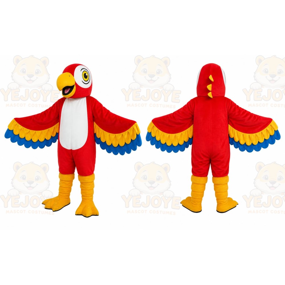 Red Parrot Mascot Costume with Custom Logo