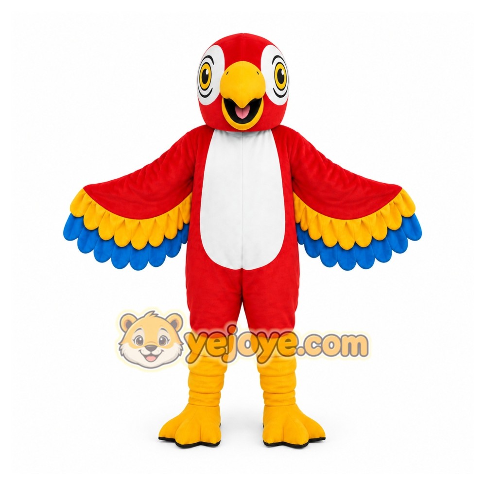 Red Parrot Mascot Costume with Custom Logo Red Parrot Mascot Costume with Custom Logo