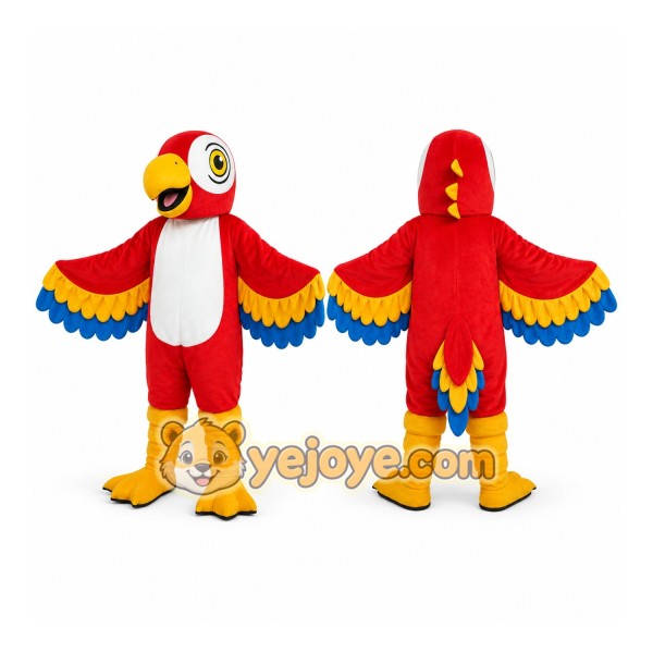 Red Parrot Mascot Costume with Custom Logo