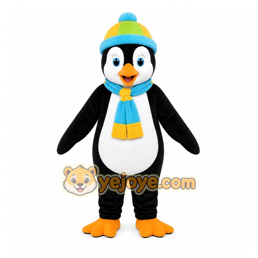 Black Penguin Mascot Costume with Custom Logo Black Penguin Mascot Costume with Custom Logo