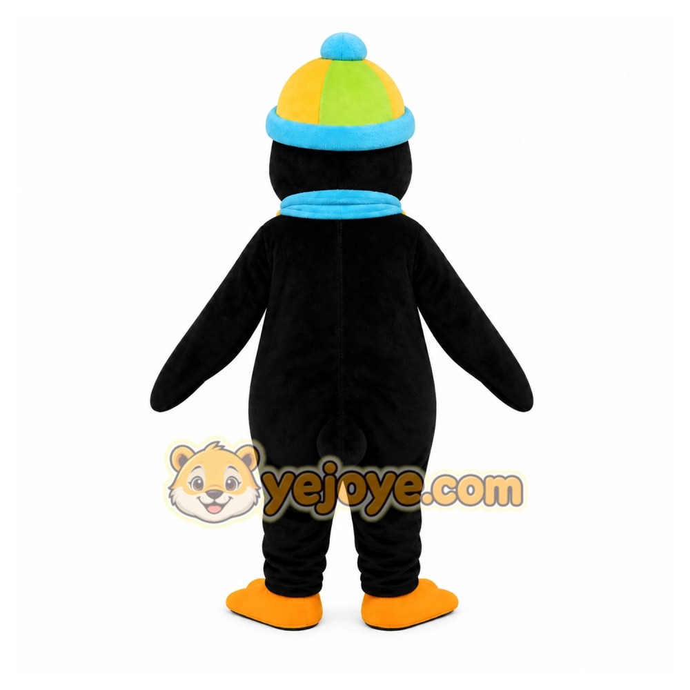 Black Penguin Mascot Costume with Custom Logo Black Penguin Mascot Costume with Custom Logo