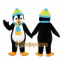 Black Penguin Mascot Costume with Custom Logo