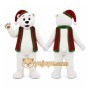 White Bear Mascot Costume with Custom Logo