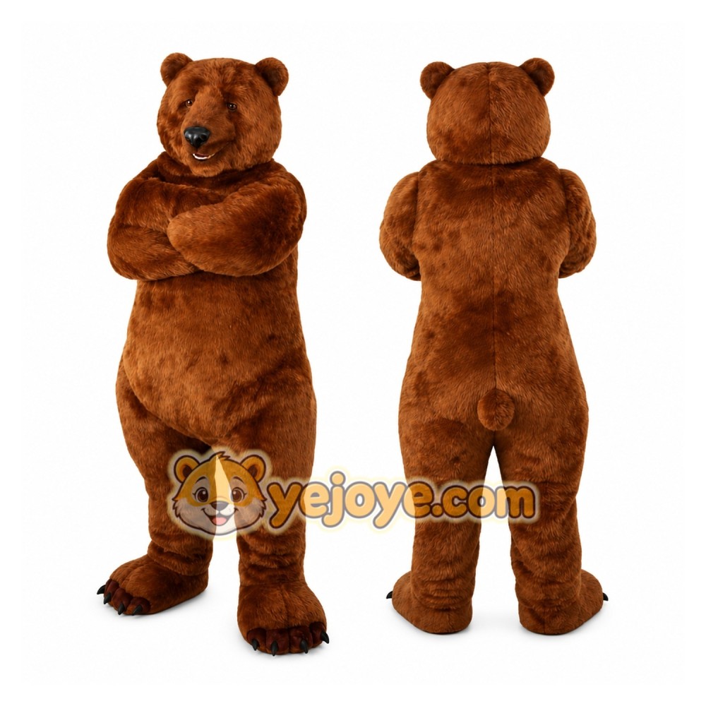 Brown Bear Mascot Costume with Custom Logo