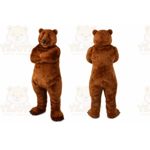 Brown Bear Mascot Costume with Custom Logo