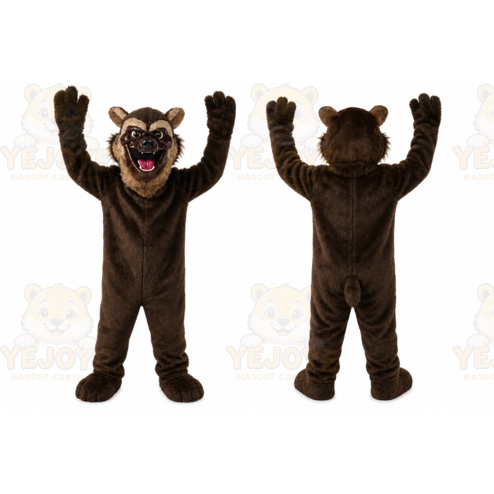 Brown Wolf Mascot Costume with Custom Logo