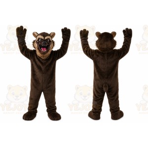 Brown Wolf Mascot Costume with Custom Logo