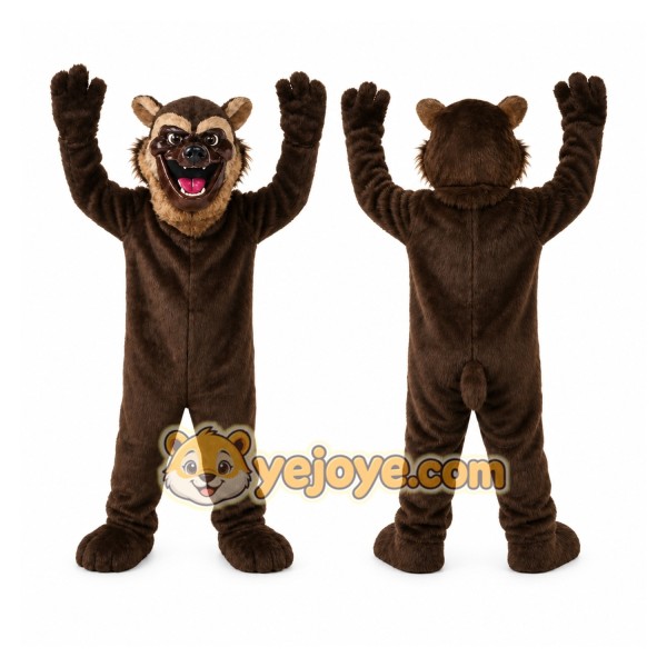 Brown Wolf Mascot Costume with Custom Logo