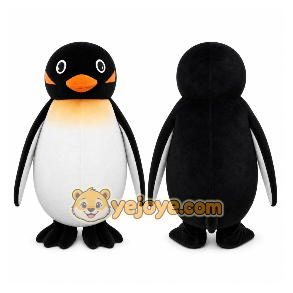 Black Penguin Mascot Costume with Custom Logo Black Penguin Mascot Costume with Custom Logo