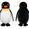 Black Penguin Mascot Costume with Custom Logo