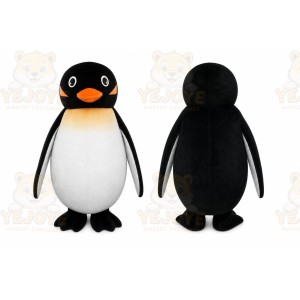 Black Penguin Mascot Costume with Custom Logo