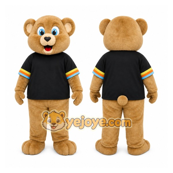 Brown Bear Mascot Costume with Custom Logo